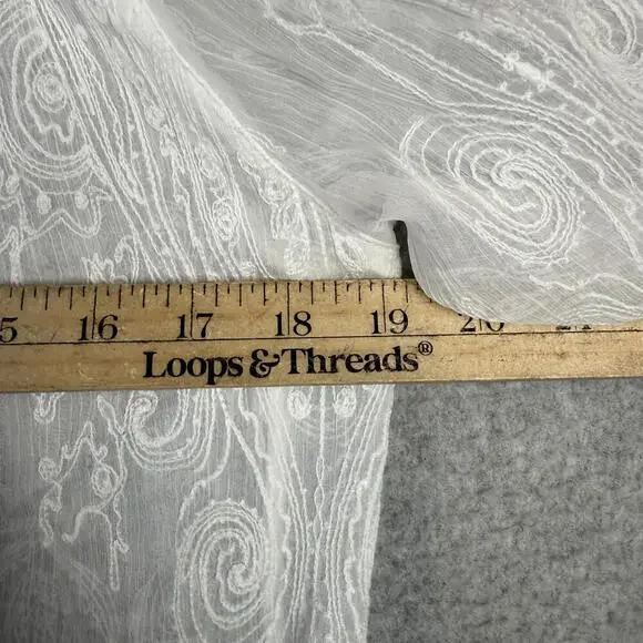 Chicos Women's Size One Size White Lace Detail Button Down 3/4 Sleeve Duster - Picture 4 of 9